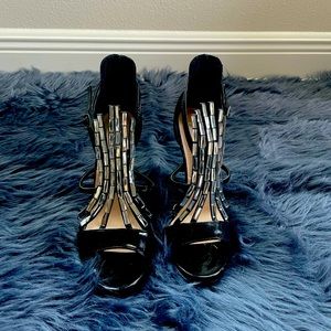 Black and silver stilettos
